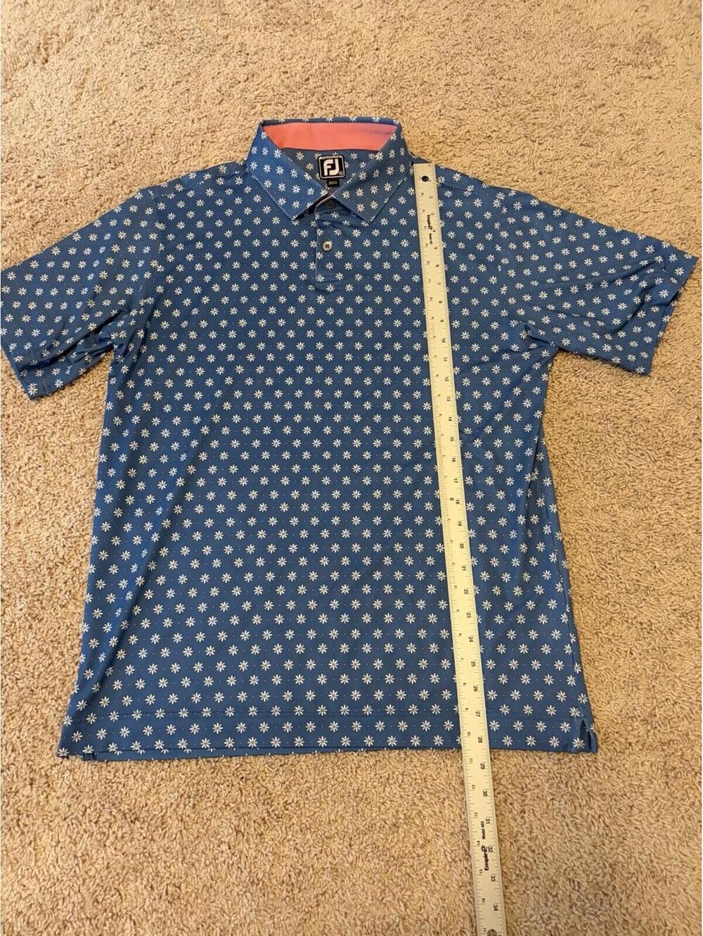 FootJoy Golf Polo Shirt Blue Floral Men's XL Athletic Fit Short Sleeve